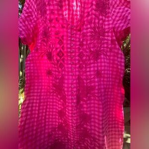 💓Johnny Was Fuchsia Checkered Dress